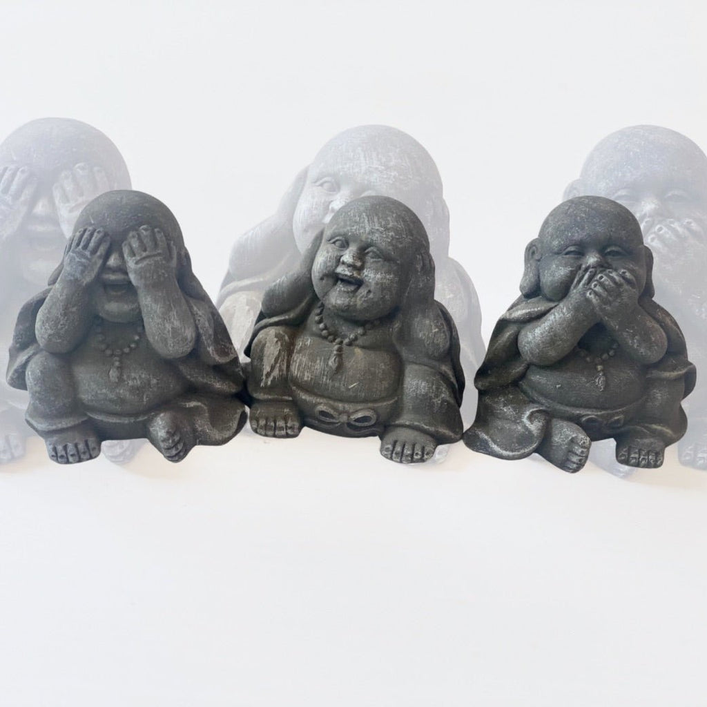 Trio Buddha (statuine in pietra ) - Namastè alchimia del benessere
